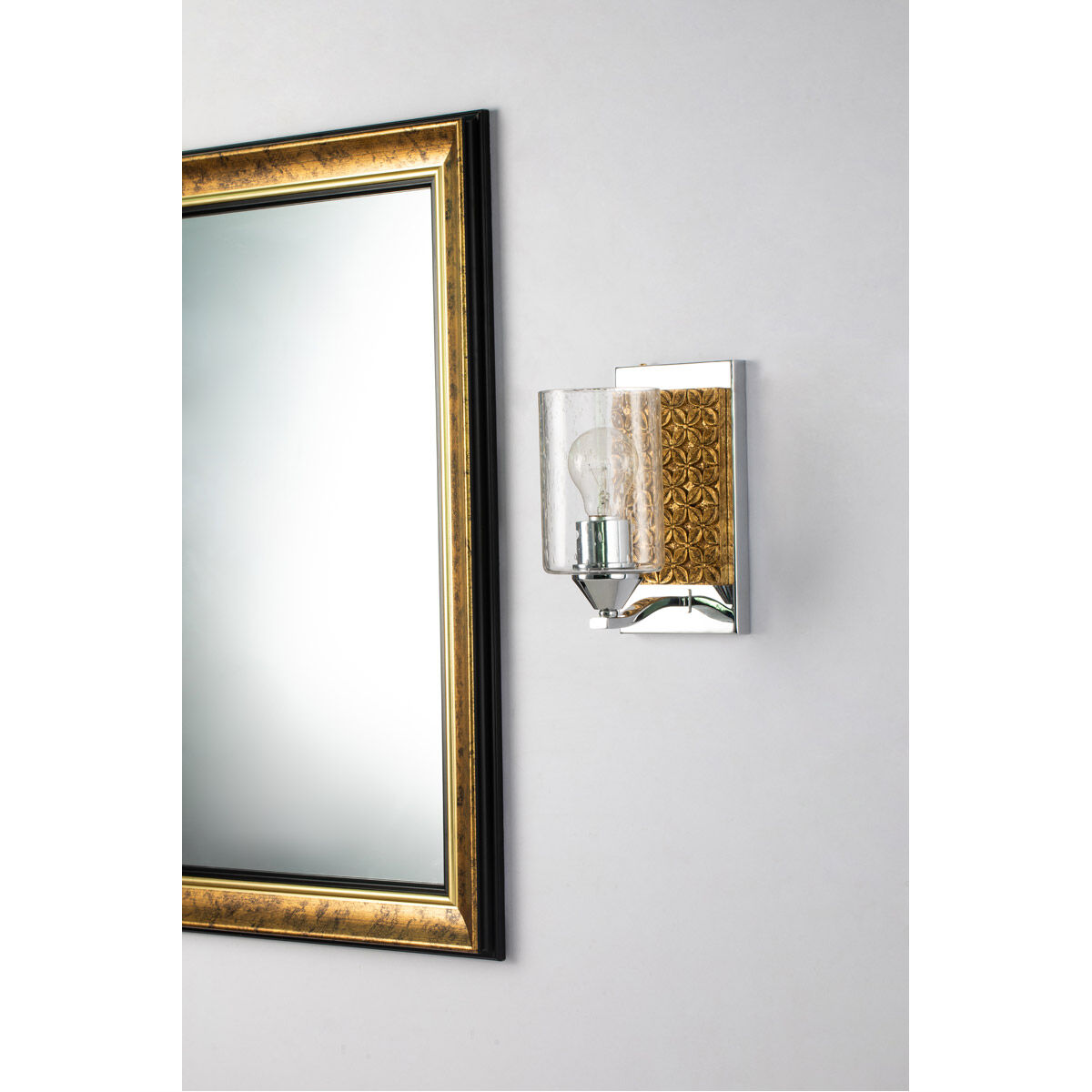 Arcadia 1 Light 5 inch PC Bath Light Wall Light in Polished Chrome with Gold